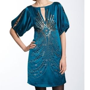 Nanette Lepore Darjeeling Beaded Dress | Teal | Size 0